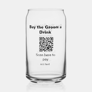 Junggeselle QR-Scan, um dem Bräutigam ein Getränk  Dosenglas