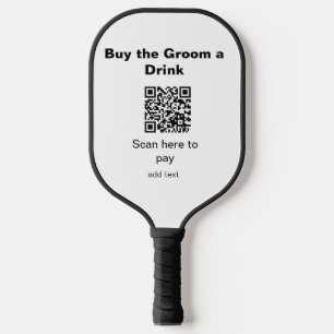 Junggeselle QR-Scan, um dem Bräutigam ein Getränk Pickleball Schläger