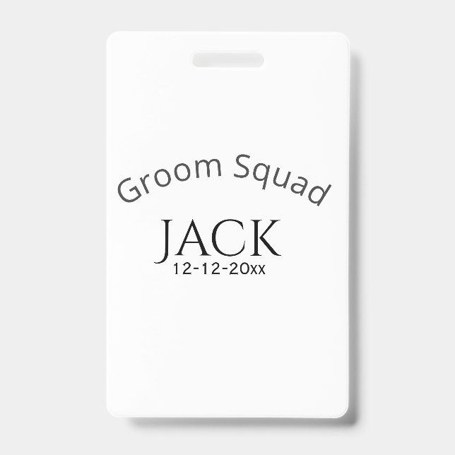 Junggesellen-Team Name Datum Jahr fett gedruckter  Ausweis (Vorderseite)