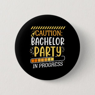 Junggesellenabschied Achtung - Bräutigam Braut Tee Button