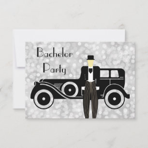 Junggesellenabschied Einladung Gatsby Vintage Auto