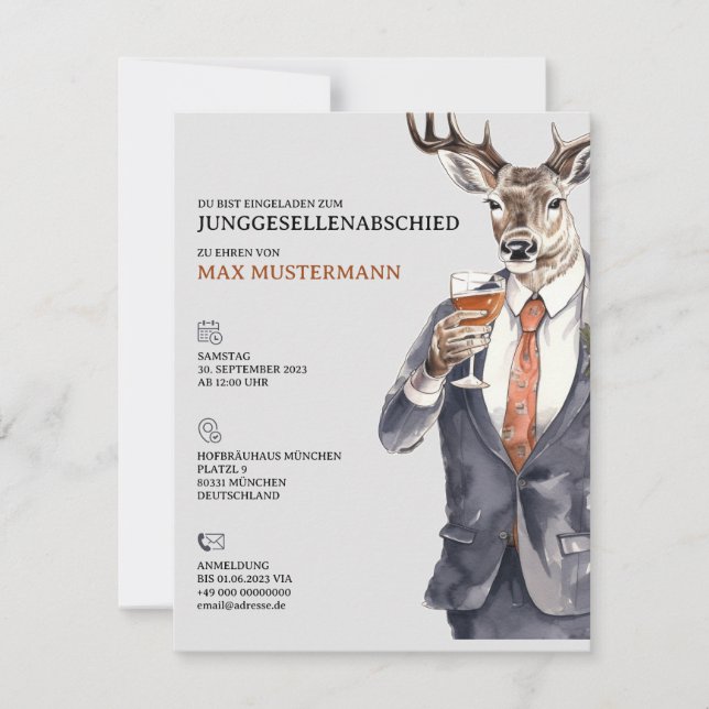 Junggesellenabschied Einladung Männer Vorlage (Vorderseite)