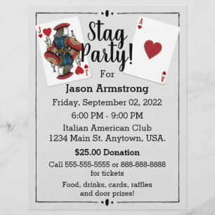 Junggesellenabschied Flyer mit Spielkarten