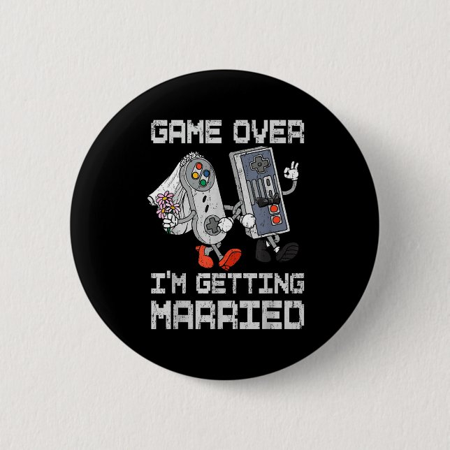 Junggesellenabschied Game over Heirat Gamer Button (Vorderseite)