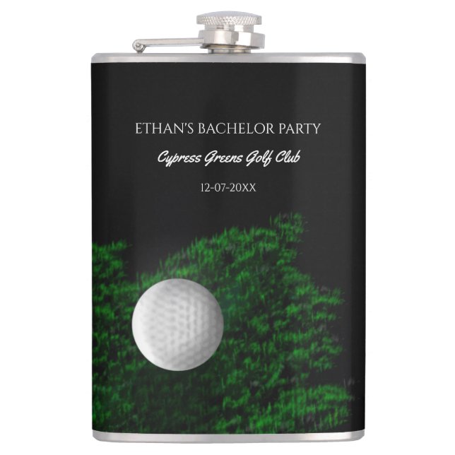 Junggesellenabschied Golfer - Golfball und Course  Flachmann (Vorderseite)