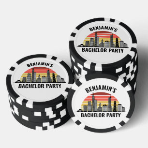 Junggesellenabschied in Chicago bei Sonnenuntergan Pokerchips