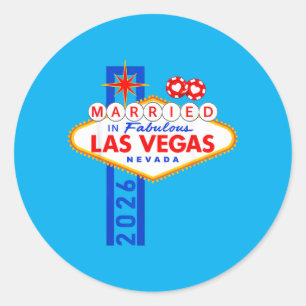 Junggesellenabschied in Vegas In Vegas verheiratet Runder Aufkleber