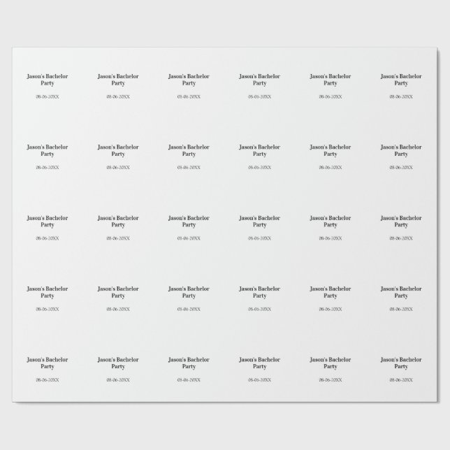 Junggesellenabschied Name Datum einfach minimal Tr Geschenkpapier (Flach)