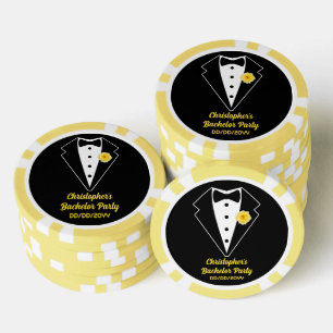 Junggesellenabschied Poker Schwarzer Smoking Gelbe Pokerchips