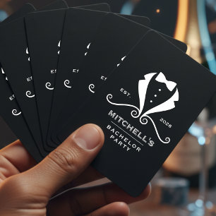 Junggesellenabschied Smoking Anzug Fliege Schwarz  Spielkarten