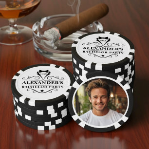 Junggesellenabschied Tuxedo Krawatte Foto Schwarz Pokerchips
