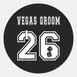Junggesellenabschied Vegas Bräutigam 2026 passend Runder Aufkleber
