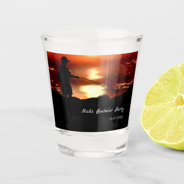Junggesellenpartei Angelliebhaber Party Schnapsglas (Vorderseite)