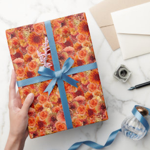 Junggesellinnen-Abschied Brautparty Orangene Blume Geschenkpapier