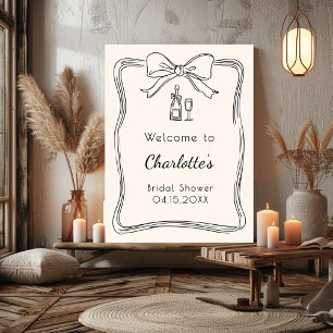 Junggesellinnen-Abschied Doodle-Bogen Creme Willko Poster