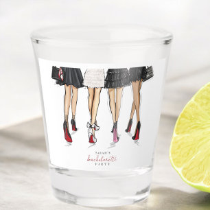 Junggesellinnen-Abschied-Fashion-Illustration aus Schnapsglas