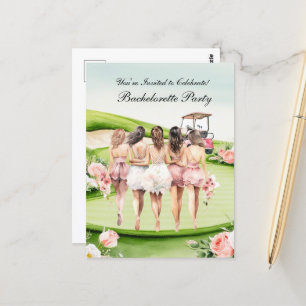 Junggesellinnen-Abschied für Golferin Postkarte