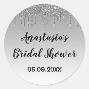 Junggesellinnen-Abschied Grau & Silber Glittertrop Runder Aufkleber