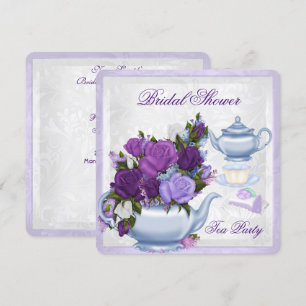 Junggesellinnen-Abschied in Lila Blau Floral Tea P Einladung