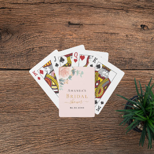 Junggesellinnen-Abschied in roségold mit floralen Spielkarten