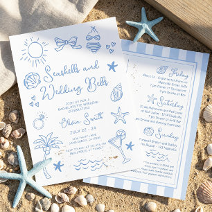 Junggesellinnen-Abschied mit Muscheln und Hochzeit Einladung