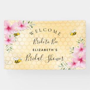 Junggesellinnen-Abschied pinke Blumen Waben Braut  Banner