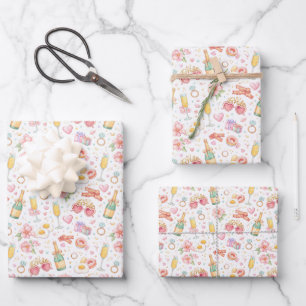 Junggesellinnen-Abschied – Watercolor Party Design Geschenkpapier Set