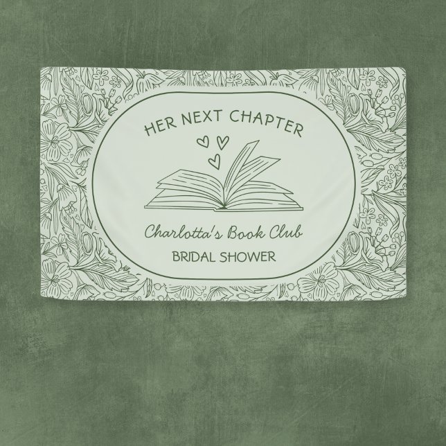 Junggesellinnen-Abschiedsfeier Next Chapter Book C Banner (Next Chapter Book Club Green Bridal Shower Banner)