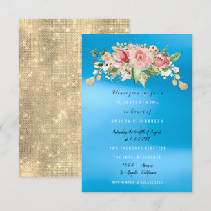 Junggesellinnen-Abschiedsparty Blaue gemalte Blume Einladung