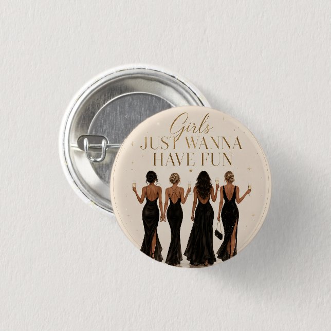 Junggesellinnen-Abschiedsparty-Button "Girls Just  Button (Vorne & Hinten)