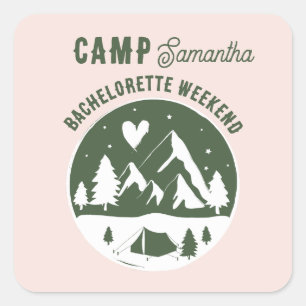 Junggesellinnen-Abschiedsparty Camping Bach Wochen Quadratischer Aufkleber