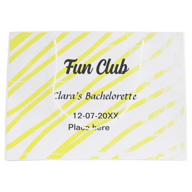 Junggesellinnen-Abschiedsparty Gelbe Linien Hinter Große Geschenktüte (Vorderseite)