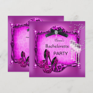Junggesellinnen-Abschiedsparty Hot Pink Leopard Bl Einladung