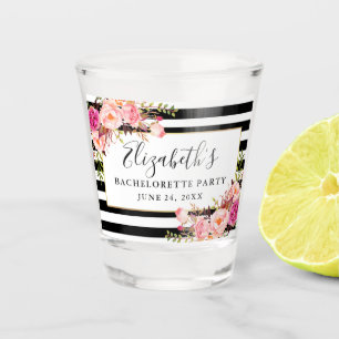 Junggesellinnen-Abschiedsparty mit Aquarell-Rosa-B Schnapsglas