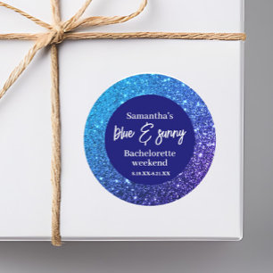 Junggesellinnen-Abschiedsparty mit blauem Glitter Runder Aufkleber