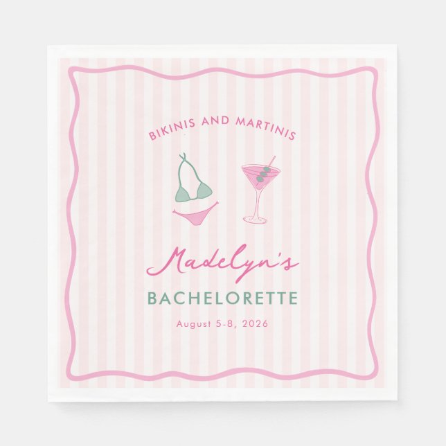 Junggesellinnen-Abschiedsparty mit Doodle-Bikinis  Serviette (Vorderseite)