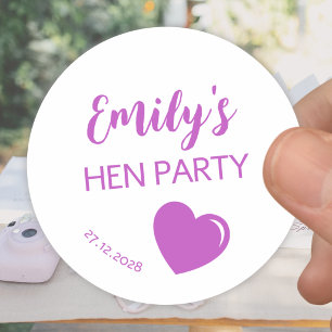 Junggesellinnen-Abschiedsparty mit Violettem Herze Runder Aufkleber