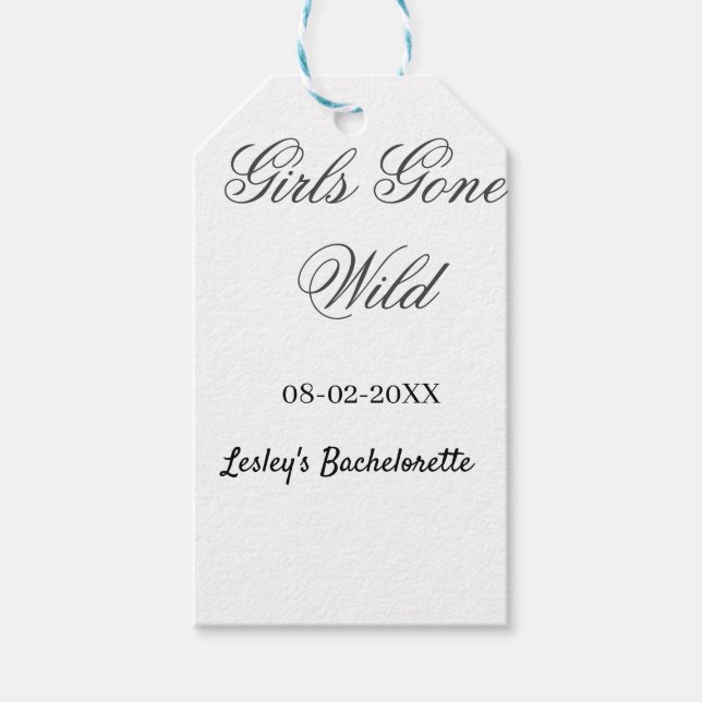 Junggesellinnen-Abschiedsparty Name Datum Braut Geschenkanhänger (Vorderseite)