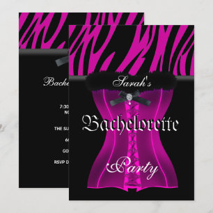 Junggesellinnen-Abschiedsparty Pink Zebra Schwarze Einladung