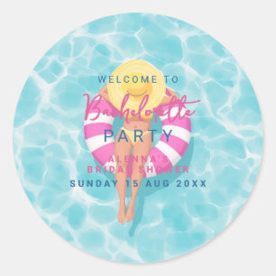 Junggesellinnen-Abschiedsparty Poolparty Braut Runder Aufkleber