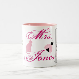 Junggesellinnen-Abschiedsparty Rosa Blumen Monogra Zweifarbige Tasse