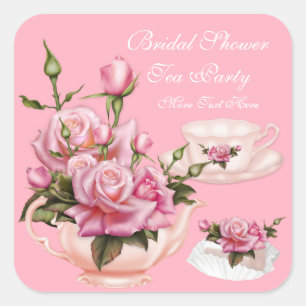 Junggesellinnen-Abschiedsparty Rosa Rosen Blumen T Quadratischer Aufkleber