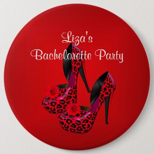 Junggesellinnen-Abschiedsparty Roter schwarzer Sch Button