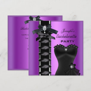 Junggesellinnen-Abschiedsparty Schwarz Lila Diaman Einladung