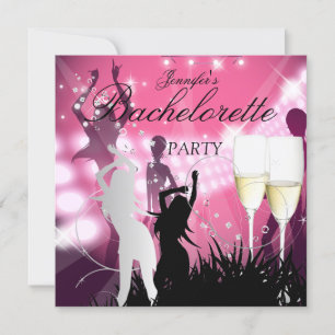 Junggesellinnen-Abschiedsparty Schwarz Pink Weiß C Einladung