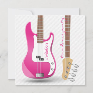 Junggesellinnen-Tanzparty Hot Pink E-Gitarre Einladung