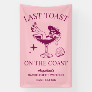 Junggesellinnenabschied am Strand Letzter Toast an Banner