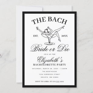 Junggesellinnenabschied Black White Martini Bride  Einladung