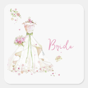 Junggesellinnenabschied Brautkleid Quadratischer Aufkleber