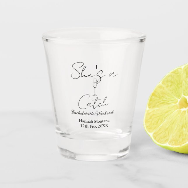 Junggesellinnenabschied Champagnerflasche Wochenen Schnapsglas (Vorderseite)